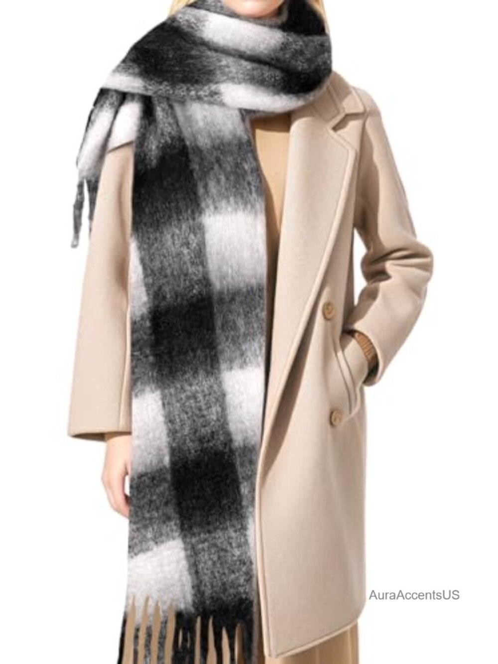 Women's Winter Chunky Mohair Scarf Large Vintage Pashmina Wrap